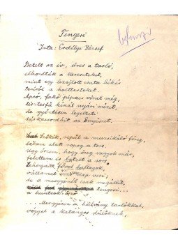 Erdélyi József - Tengeri című vers kézirata Erdélyi József - Tengeri című vers kézirata, 0 antikvár könyv