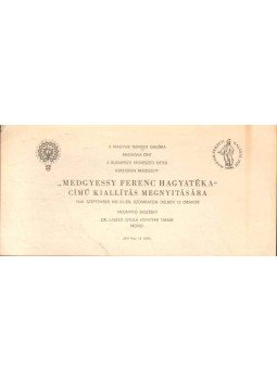  - "Medgyessy Ferenc hagyatéka" című kiállítás (meghívó),  1968 antikvár könyv