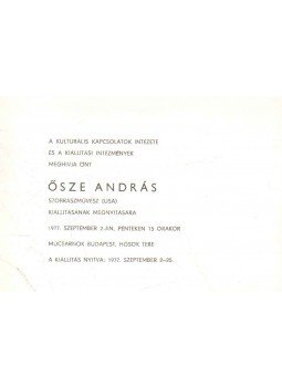  - Ősze András szobrászművész kiállítása (meghívó),  1977 antikvár könyv