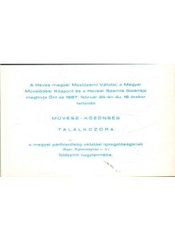  - Meghívó művész-közönség találkozóra (Fábri Zoltán filmrendezővel),  1987 antikvár könyv