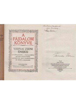 Várnai Zseni - A fájdalom könyve (aláírt, számozott) Várnai Zseni - A fájdalom könyve (aláírt, számozott), Budapest 1921 antikvár könyv