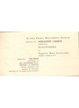  - Szelestey László festőművész kiállítása (meghívó),  1972 antikvár könyv