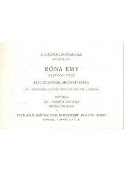  - Meghívó Róna Emy festőművész kiállításának megnyitására,  1973 antikvár könyv