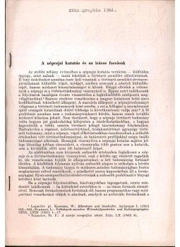 Barabás Jenő - A néprajzi kutatás és az írásos források Barabás Jenő - A néprajzi kutatás és az írásos források, 1961 antikvár könyv