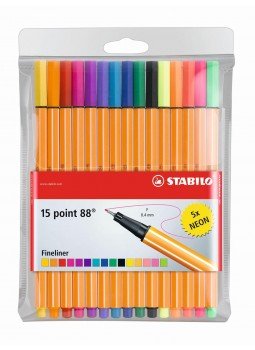  - STABILO Point 88 tűfilc 15 darabos készlet, 10 normál + 5 NEON szín egy szettben, null 2015 antikvár könyv