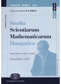 Pálfy P.P., Juhász I., Sági G. - Studia Scientiarum Mathematicarum Hungarica Pálfy P.P., Juhász I., Sági G. - Studia Scientiarum Mathematicarum Hungarica, Budapest 2013 antikvár könyv