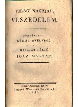 - Veszedelem - Veszedelem, Nagyszombat 1792 antikvár könyv