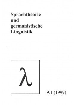  - Sprachtheorie und germanistische Linguistik 9,1 (1999), null 1999 antikvár könyv