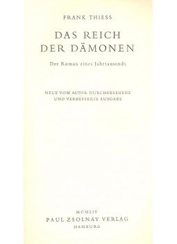 Thiess, Frank - Das Reich der Dämonen, null 1954 antikvár könyv