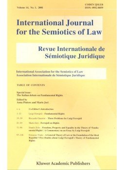  - International Journal for the Semiotics of Law – Revue International de Semiotique Juridique vol. 14, no. 1, null 2001 antikvár könyv