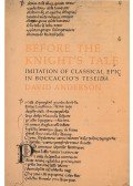 ANDERSON, DAVID - Before the Knight's Tale – Imitation of Classical Epic in Boccaccio's Teseida