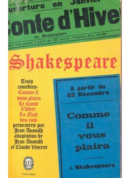 Shakespeare - Trois Comédies - Comme il vous plaira, Le Conte d'hiver, La Nuit des Rois, null 1965 antikvár könyv