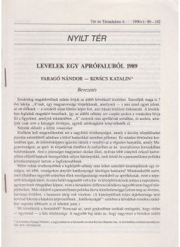 Kovács Katalin, Faragó Nándor - Levelek egy aprófaluból 1989 (különnyomat) Kovács Katalin, Faragó Nándor - Levelek egy aprófaluból 1989 (különnyomat), 1990 antikvár könyv
