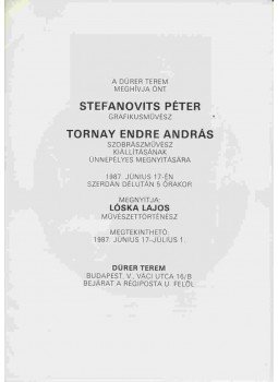  - Stefanovits Péter és Tornay Endre András kiállítása (meghívó),  1987 antikvár könyv