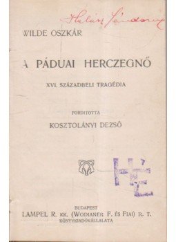 Oscar Wilde - A páduai herczegnő, Budapest 0 antikvár könyv