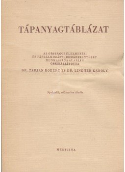 Dr. Tarján Róbert, Lindner Károly - Tápanyagtáblázat, Budapest 1974 antikvár könyv