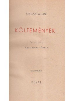 Oscar Wilde - Költemények Oscar Wilde - Költemények, Budapest 1943 antikvár könyv