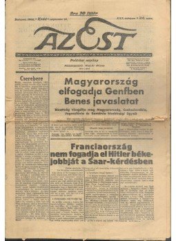 Miklós Andor - Az Est 1934. szeptember 25. (XXV. évf. 216. szám) Miklós Andor - Az Est 1934. szeptember 25. (XXV. évf. 216. szám), 1934 antikvár könyv