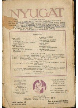 Ignotus - Nyugat 1927 junius 16 (XX. évf. 12. szám) Ignotus - Nyugat 1927 junius 16 (XX. évf. 12. szám), Budapest 1927 antikvár könyv