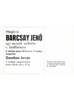  - Meghívó Barcsay Jenő egy mozaik születése c. kiállítására,  1969 antikvár könyv