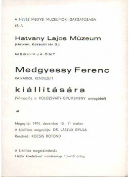 Kolozsváry Ernő - Meghívó Medgyessy Ferenc rajzaiból rendezett kiállításra,  1974 antikvár könyv