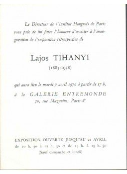 - Lajos Tihanyi kiállítása (meghívó) (francia),  1970 antikvár könyv