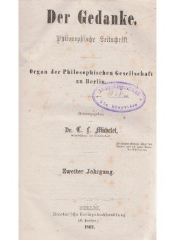 C. L. Michelet - Der Gedanke 3-4., Berlin 1862 antikvár könyv