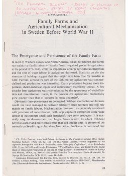 Mats Morell - Family Farms and Agricultural Mechanization in Sweden Before World War II (különnyomat), Uppsala 1991 antikvár könyv