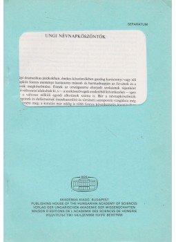 Barna Gábor - Ungi névnapköszöntők (különnyomat) Barna Gábor - Ungi névnapköszöntők (különnyomat), Budapest 0 antikvár könyv