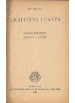 Puskin - A kapitány leánya Puskin - A kapitány leánya, Budapest 1921 antikvár könyv