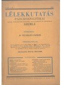 Dr. Feldmann Sándor - Lélekkutatás I. évf. 1. szám