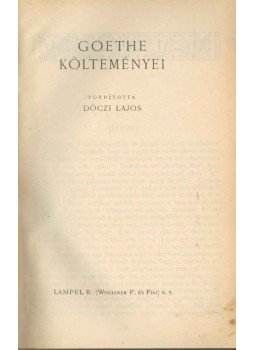 Goethe - Goethe költeményei,  1905 antikvár könyv