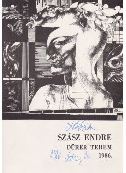  - Meghívó Szász Endre festőművész kiállítására (aláírt), Budapest 1986 antikvár könyv