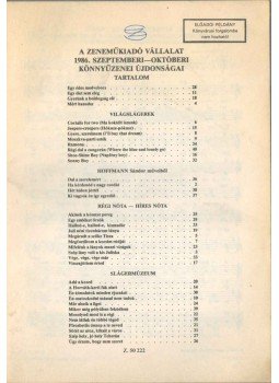  - A Zeneműkiadó Vállalat 1986. szeptemberi-októberi könnyűzenei újdonságai, Budapest 1986 antikvár könyv