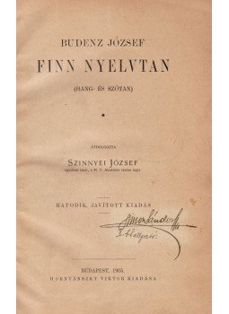 Budenz József - Finn nyevtan (1905) Budenz József - Finn nyevtan (1905), Budapest 1905 antikvár könyv