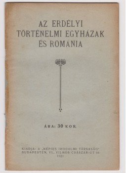  - az erdélyi történelmi egyházak és Románia, Budapest 1921 antikvár könyv