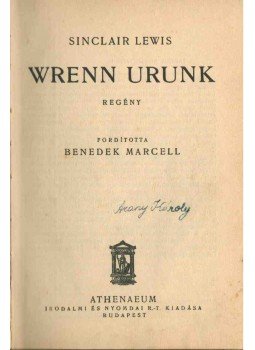Lewis,Sinclair - Wrenn urunk, Budapest 0 antikvár könyv