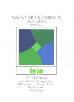  - Meghívó Fajó János Retrospekció című kiállításának megnyitójára (aláírt),  1990 antikvár könyv