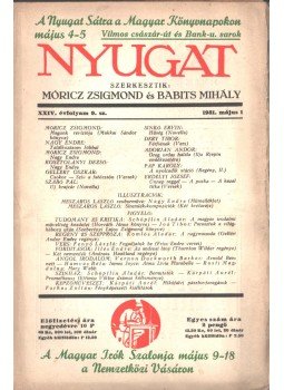 Móricz Zsigmond, Babits Mihály - Nyugat XXIV. évfolyam 9. sz.,  1931 antikvár könyv