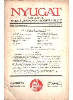 Móricz Zsigmond, Babits Mihály - Nyugat XXIV. évfolyam 6. sz.,  1931 antikvár könyv