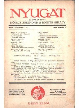 Móricz Zsigmond, Babits Mihály - Nyugat XXIV. évfolyam 1. sz.,  1931 antikvár könyv