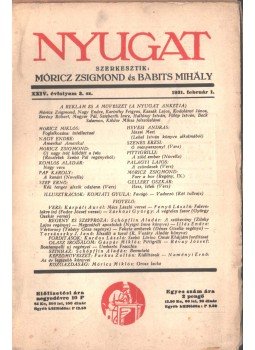 Móricz Zsigmond, Babits Mihály - Nyugat XXIV. évfolyam 3. sz.,  1931 antikvár könyv