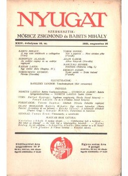 Móricz Zsigmond, Babits Mihály - Nyugat XXIV. évfolyam 16. sz.,  1931 antikvár könyv