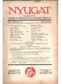 Móricz Zsigmond, Babits Mihály - Nyugat XXIV. évfolyam 5. sz. Móricz Zsigmond, Babits Mihály - Nyugat XXIV. évfolyam 5. sz., 1931 antikvár könyv