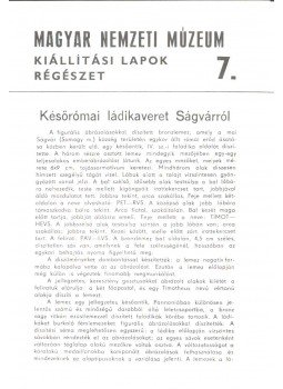 Tóth Endre - Későrómai ládikaveret Ságvárról,  1977 antikvár könyv