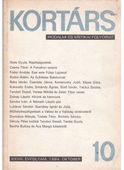 Száraz György - Kortárs XXVIII. évf. 1984 10. szám Száraz György - Kortárs XXVIII. évf. 1984 10. szám, Budapest 1984 antikvár könyv