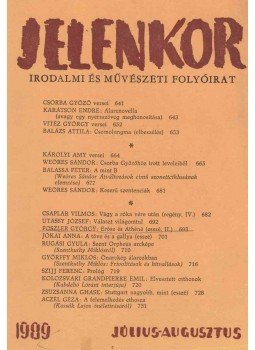 Csordás Gábor - Jelenkor 1989. július-augusztus Csordás Gábor - Jelenkor 1989. július-augusztus, Pécs 1989 antikvár könyv