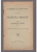Bogdánfy Ödön - Fölvételi beszéd