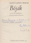 Saint-John Perse - Bóják (Vas István és Szántó Piroska által dedikált)
