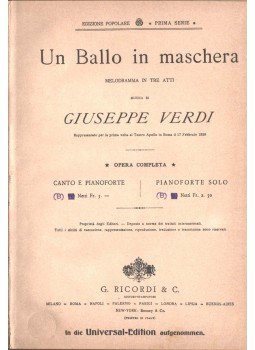 Guiseppe Verdi - Un Ballo in maschera Guiseppe Verdi - Un Ballo in maschera, 0 antikvár könyv